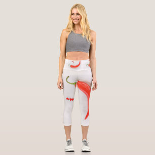 Leggings Capri Coeurs de poivre chaud rouge blanc