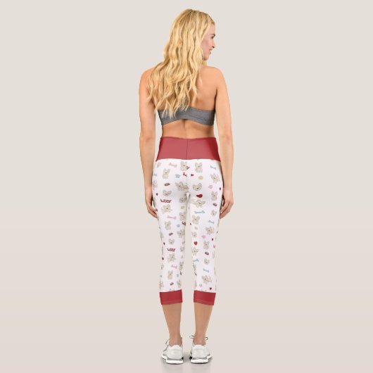 Leggings Capri Coeurs de taureau français empreinte de patte chie (Verso)