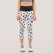 Leggings Capri Cœurs Doodle Noir Et Blanc Mignons (Recto)