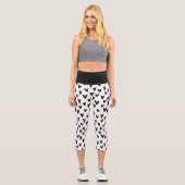 Leggings Capri Cœurs Doodle Noir Et Blanc Mignons (Recto)