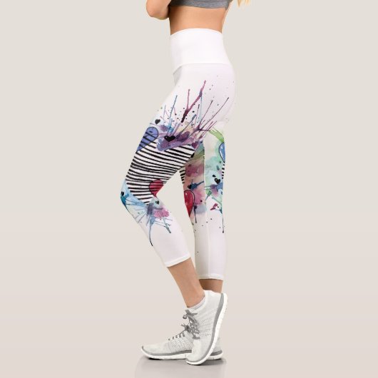 Leggings Capri Coeurs Et Lavages Dans L'Aquarelle (Gauche)