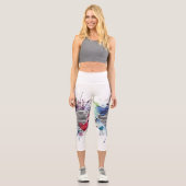 Leggings Capri Coeurs Et Lavages Dans L'Aquarelle (Recto)