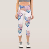 Leggings Capri Cœurs peints à l'aquarelle (Recto)