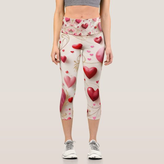 Leggings Capri Cœurs qui tombent (Recto)