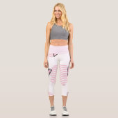 Leggings Capri Coeurs rose Capri Haut-Taille (Recto)