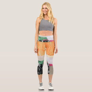 Leggings Capri Collage art, moderne coloré abstrait.