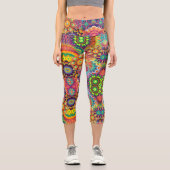 Leggings Capri Collage floral Mandala Psychedelic Yoga (Recto)