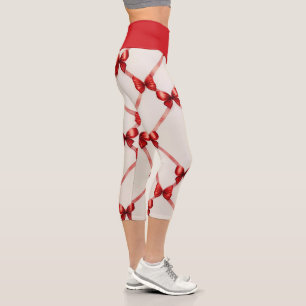 Leggings Capri Collants à nœud rouge : Style et Confort Combinés