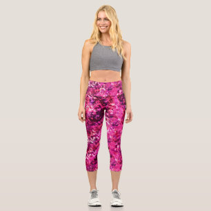 Leggings Capri Collants abstraits rose pour femmes Aquarelle ma