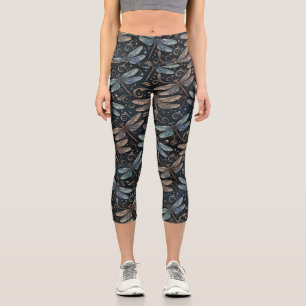 Leggings Capri Collants aux libellules métalliques