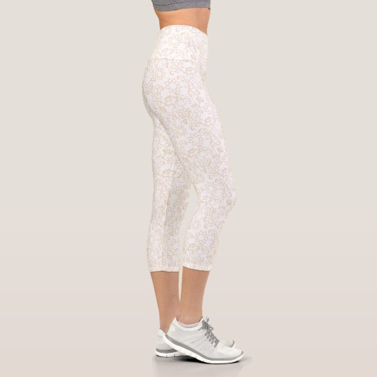 Leggings Capri Collants blancs à motif abstrait or (Droite)