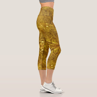 Leggings Capri Collants Capri à marbre doré