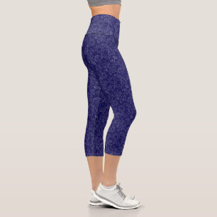 Leggings Capri Collants Capri Abstraits Fleuris Bleus