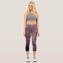 Collants Capri Violets Paisley Taille Haute MOYENN