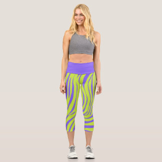 Leggings Capri Collants de mode à motif zèbre néon