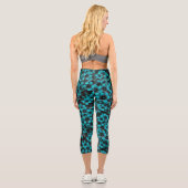 Leggings Capri Collants Floraux Turquoise (Verso)