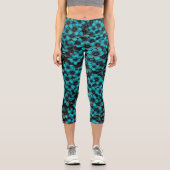 Leggings Capri Collants Floraux Turquoise (Recto)