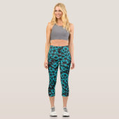 Leggings Capri Collants Floraux Turquoise (Recto)