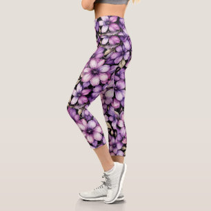 Leggings Capri Collants floraux violets