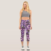Leggings Capri Collants floraux violets (Recto)