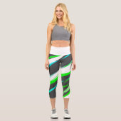 Leggings Capri Collants funky d'art abstrait bleu turquoise vert (Recto)