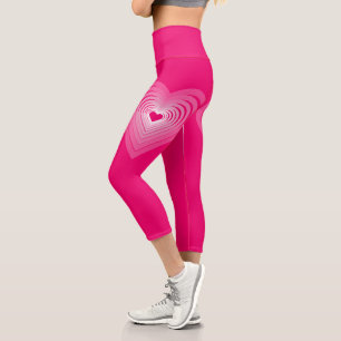 Leggings Capri Collants roses avec coeurs