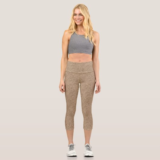Leggings Capri Collants taupe abstrait or (Recto)