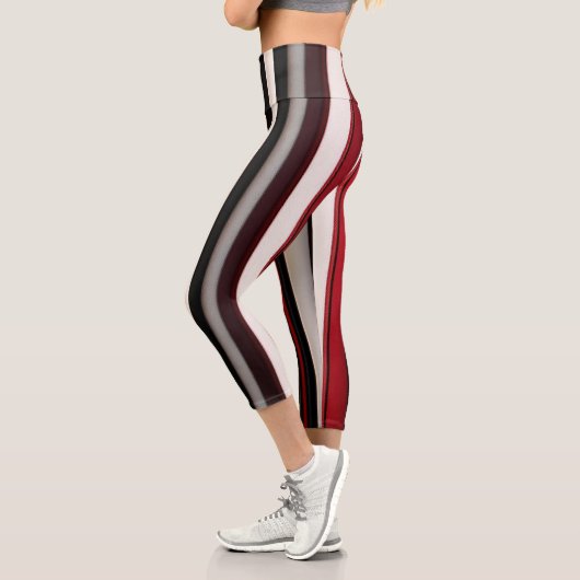 Leggings Capri Collection Abstraite Red Black Lines tendance (Gauche)
