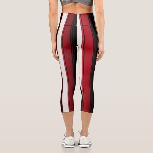Leggings Capri Collection Abstraite Red Black Lines tendance (Verso)