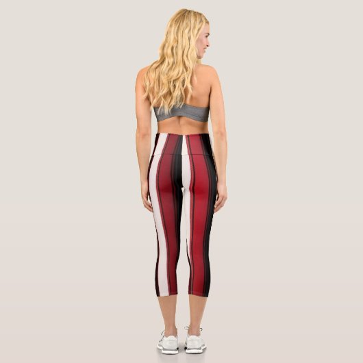 Leggings Capri Collection Abstraite Red Black Lines tendance (Verso)