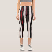 Leggings Capri Collection Abstraite Red Black Lines tendance (Recto)