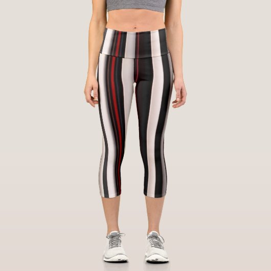 Leggings Capri Collection Abstraite Red Black Lines tendance (Recto)