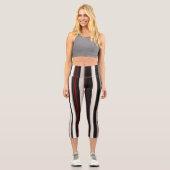 Leggings Capri Collection Abstraite Red Black Lines tendance (Recto)
