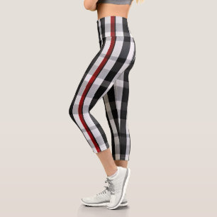Leggings Capri Collection Abstraite Red Black Plaid