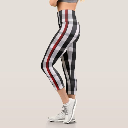 Leggings Capri Collection Abstraite Red Black Plaid (Gauche)