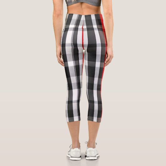 Leggings Capri Collection Abstraite Red Black Plaid (Verso)
