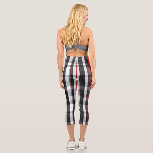 Leggings Capri Collection Abstraite Red Black Plaid (Verso)