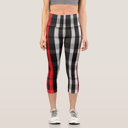 Leggings Capri Collection Abstraite Red Black Plaid (Recto)