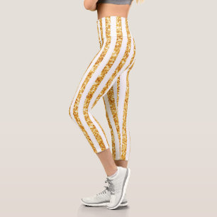 Leggings Capri Collection Boho Stripes Parties scintillant Verte