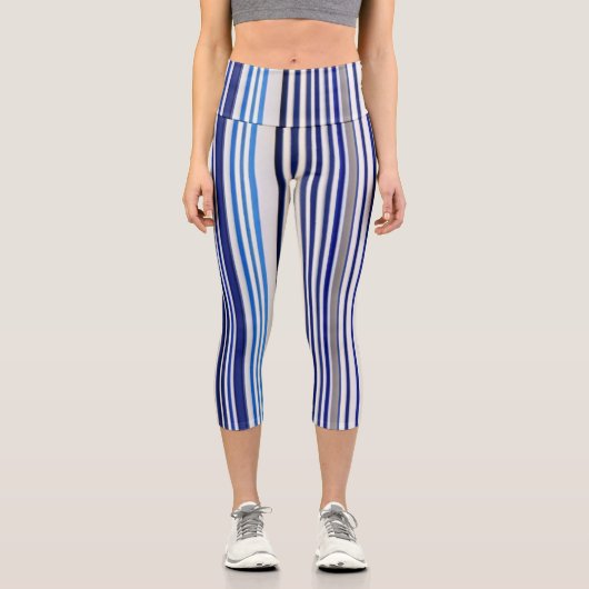 Leggings Capri Collection branchée Summer Navy Blue Boat Stripes (Recto)