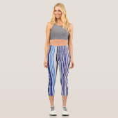 Leggings Capri Collection branchée Summer Navy Blue Boat Stripes (Recto)