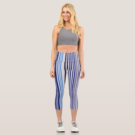 Leggings Capri Collection branchée Summer Navy Blue Boat Stripes (Recto)