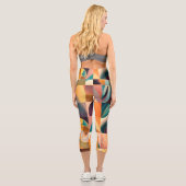 Leggings Capri Collection de Carrés Abstraits rétro moderne (Verso)