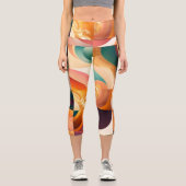 Leggings Capri Collection de Carrés Abstraits rétro moderne (Recto)