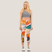 Leggings Capri Collection de Carrés Abstraits rétro populaire (Recto)
