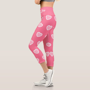 Leggings Capri Collection de la Saint-Valentin rose moderne