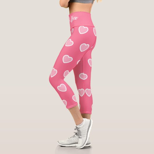 Leggings Capri Collection de la Saint-Valentin rose moderne (Gauche)