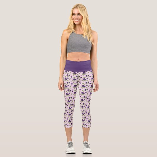 Leggings Capri Collection de Motifs de paniers de fruits - bleuet (Recto)