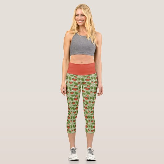 Leggings Capri Collection de Motifs de paniers de fruits - Fraise (Recto)