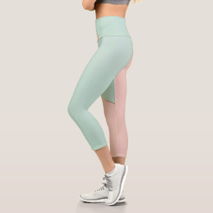 Leggings Capri Collection Moderne Abstraite Rose Pâle Menthe